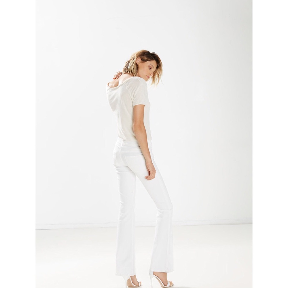 MOTHER denim the cruiser flare white jeans